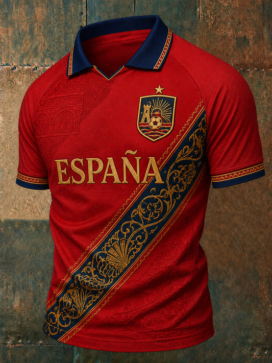 Polo casual estampado para hombres, regalo ideal para aficionados al fútbol