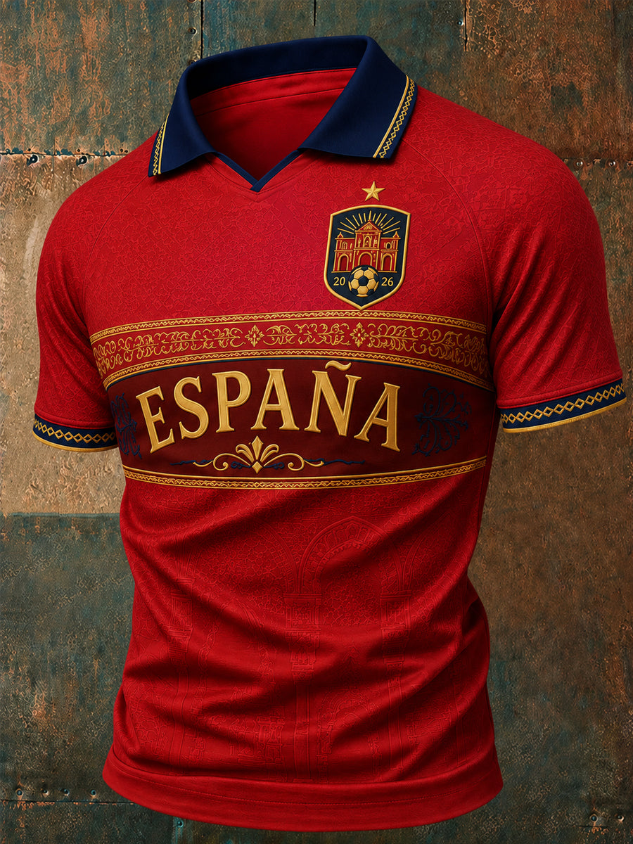 Polo casual estampado para hombres, regalo ideal para aficionados al fútbol