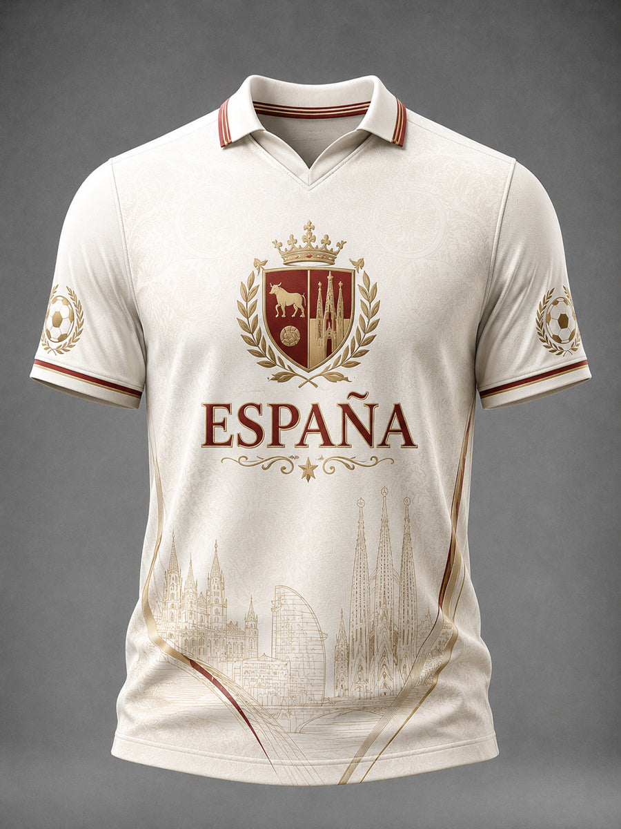 Camiseta estampada de fútbol español para hombre