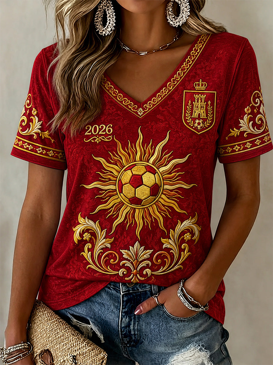 Women's Gift For Football Fans Print Casual V-Neck Tee
