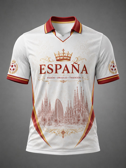 Camiseta estampada de fútbol español para hombre
