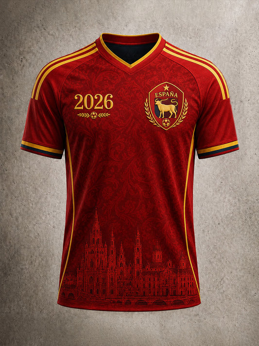 Camiseta de fútbol de España para hombre con cuello en V