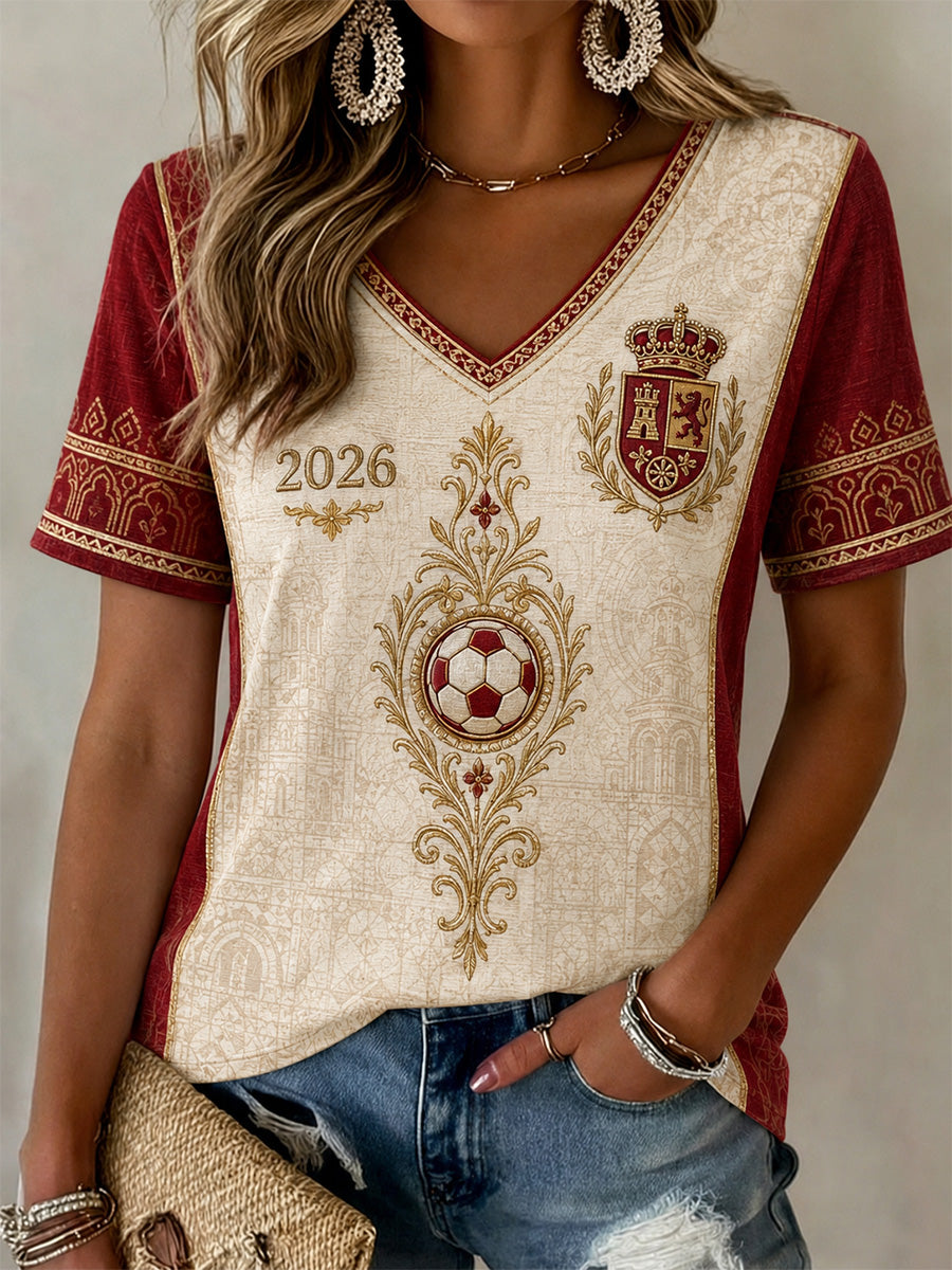 Women's Gift For Football Fans Print Casual V-Neck Tee