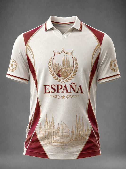 Camiseta estampada de fútbol español para hombre