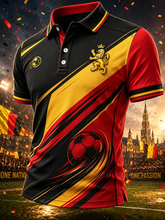 Polo de manga corta para hombre con estampado de fútbol