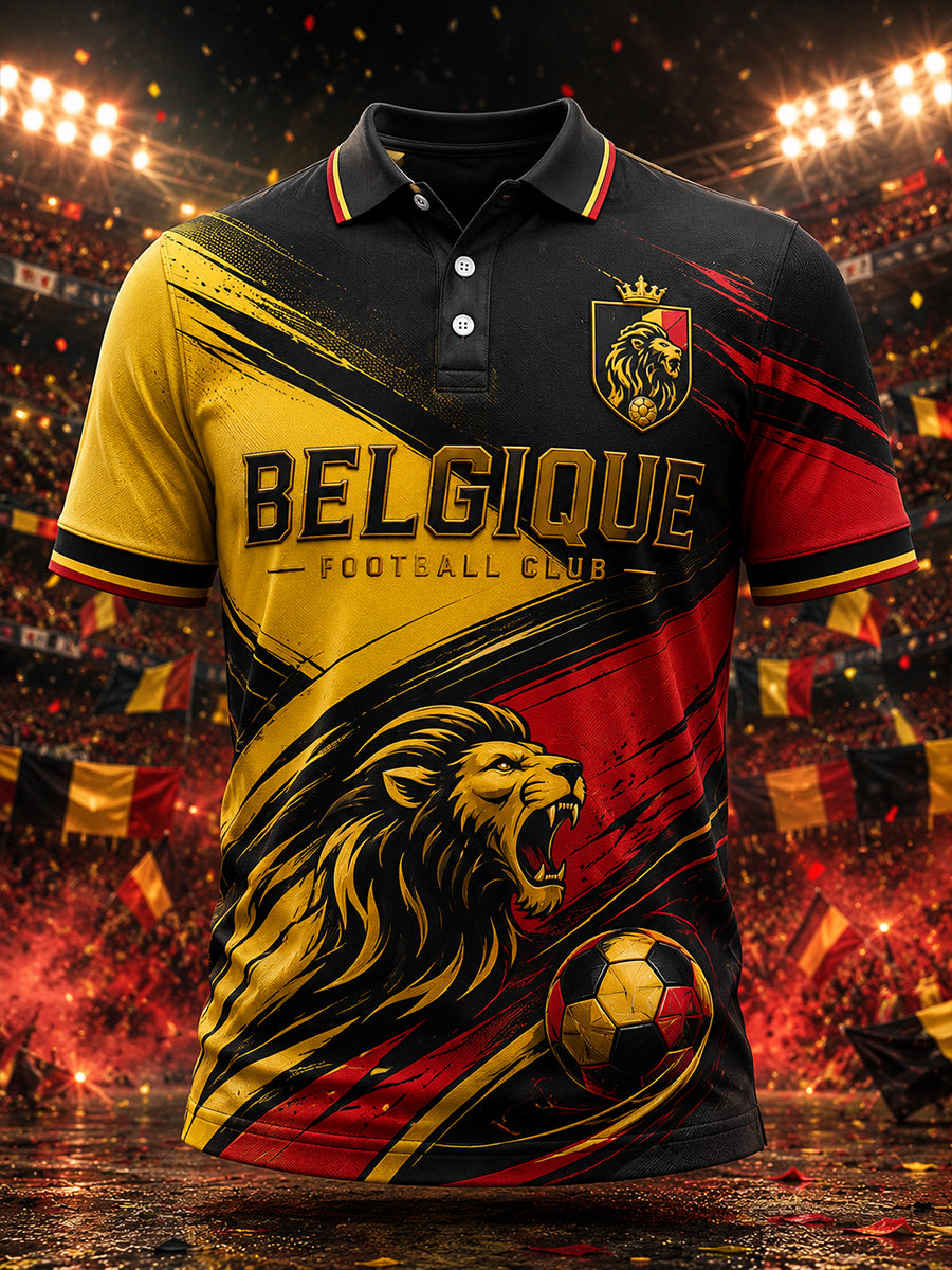 Camisa polo de hombre de manga corta con estampado de fútbol