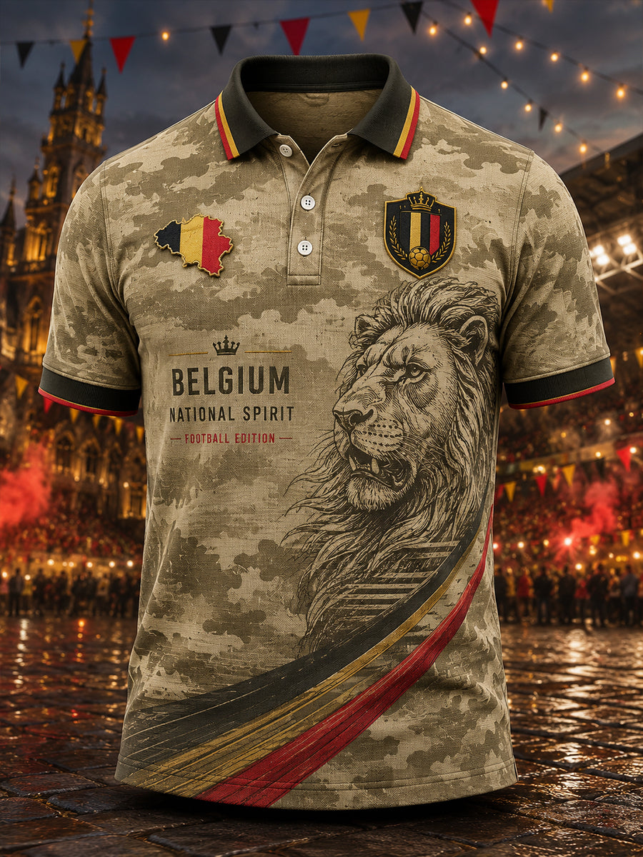Camisa polo de hombre de manga corta con estampado de fútbol
