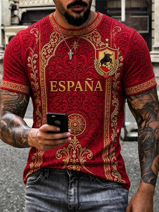 Camiseta casual estampada para hombres, ideal como regalo para aficionados al fútbol