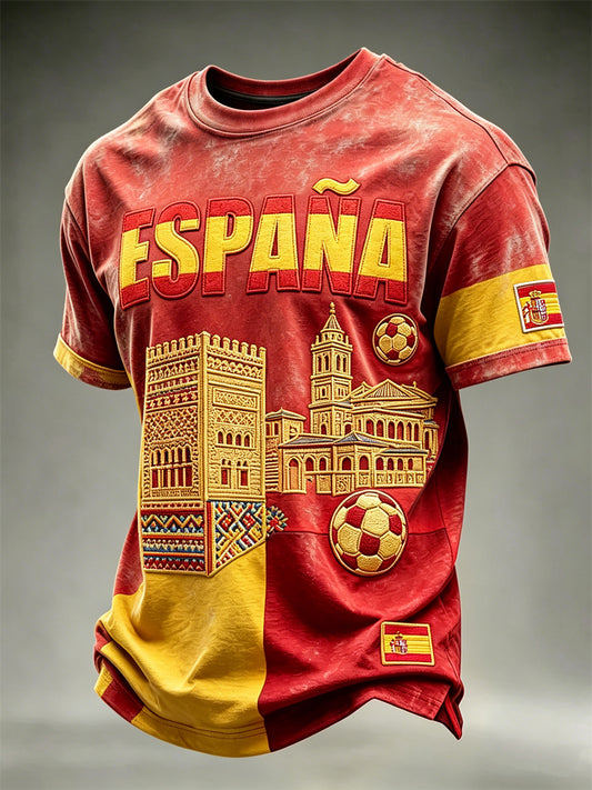 Camiseta de manga corta para hombre de la selección española 2026 con estampado en bloques de colores La Alhambra