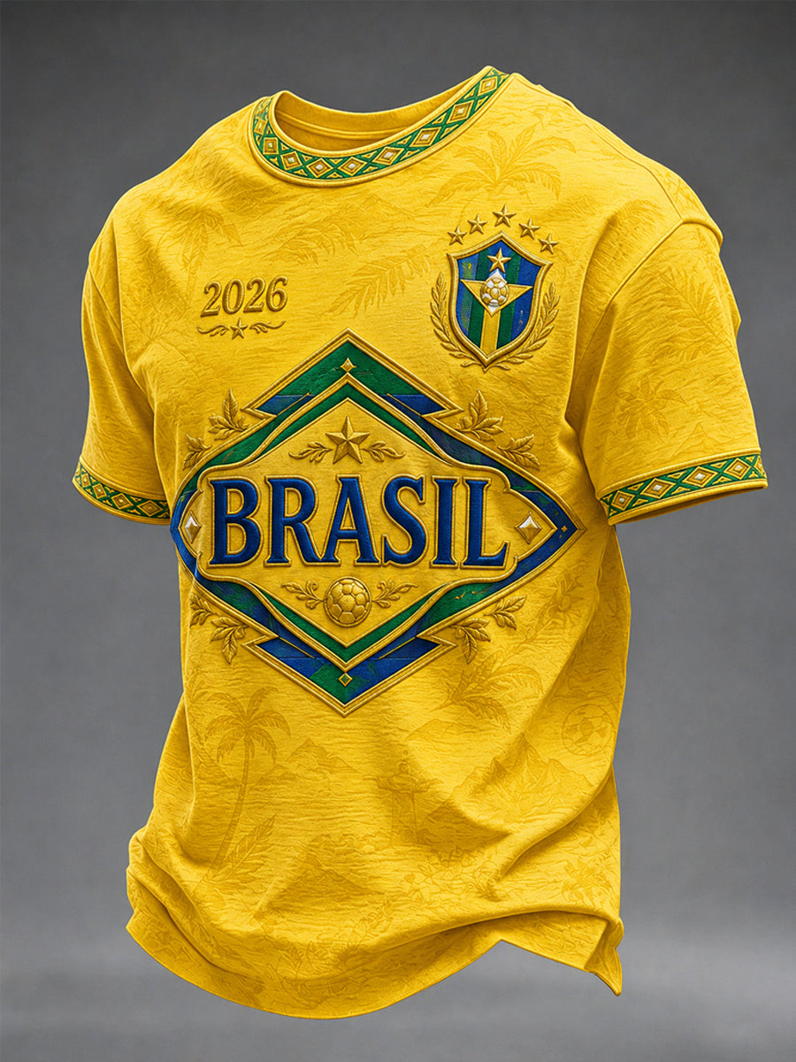 Camiseta casual estampada para hombres, ideal como regalo para aficionados al fútbol