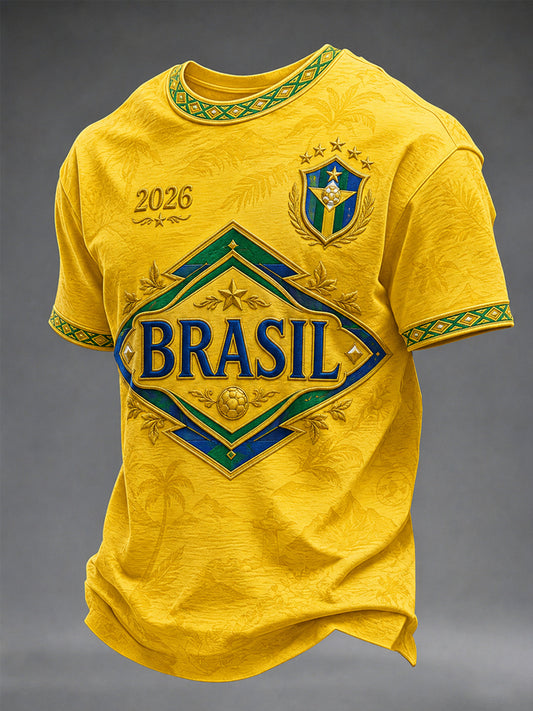 Camiseta casual estampada para hombres, ideal como regalo para aficionados al fútbol