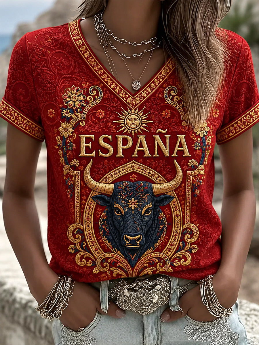 Camiseta casual con cuello en V y estampado, regalo para mujeres aficionadas al fútbol