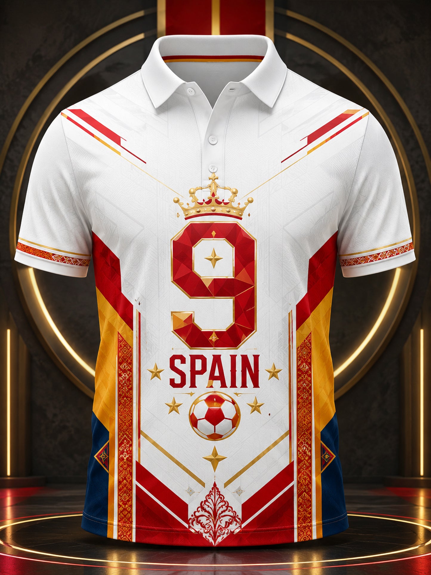 Camiseta polo con estampado artístico de elemento de animación para partido de fútbol masculino en España