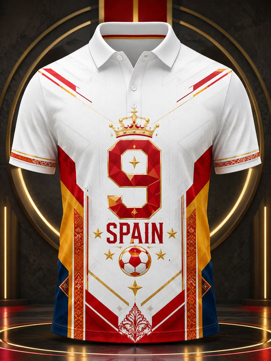 Camiseta polo con estampado artístico de elemento de animación para partido de fútbol masculino en España