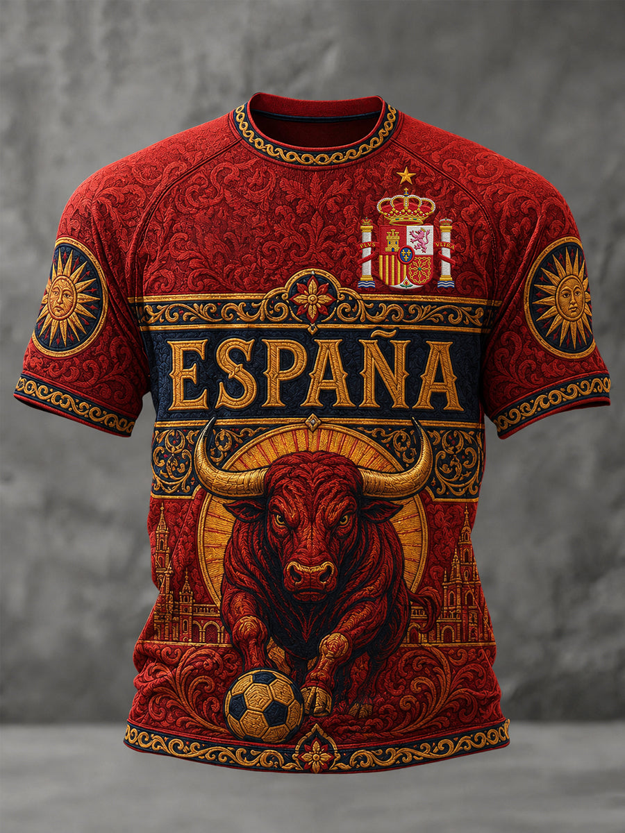 Camiseta casual estampada para hombres, ideal como regalo para aficionados al fútbol