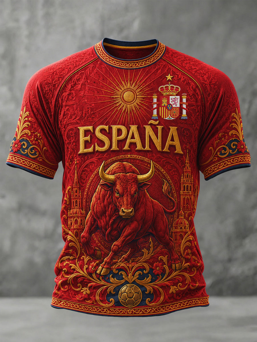 Camiseta casual estampada para hombres, ideal como regalo para aficionados al fútbol