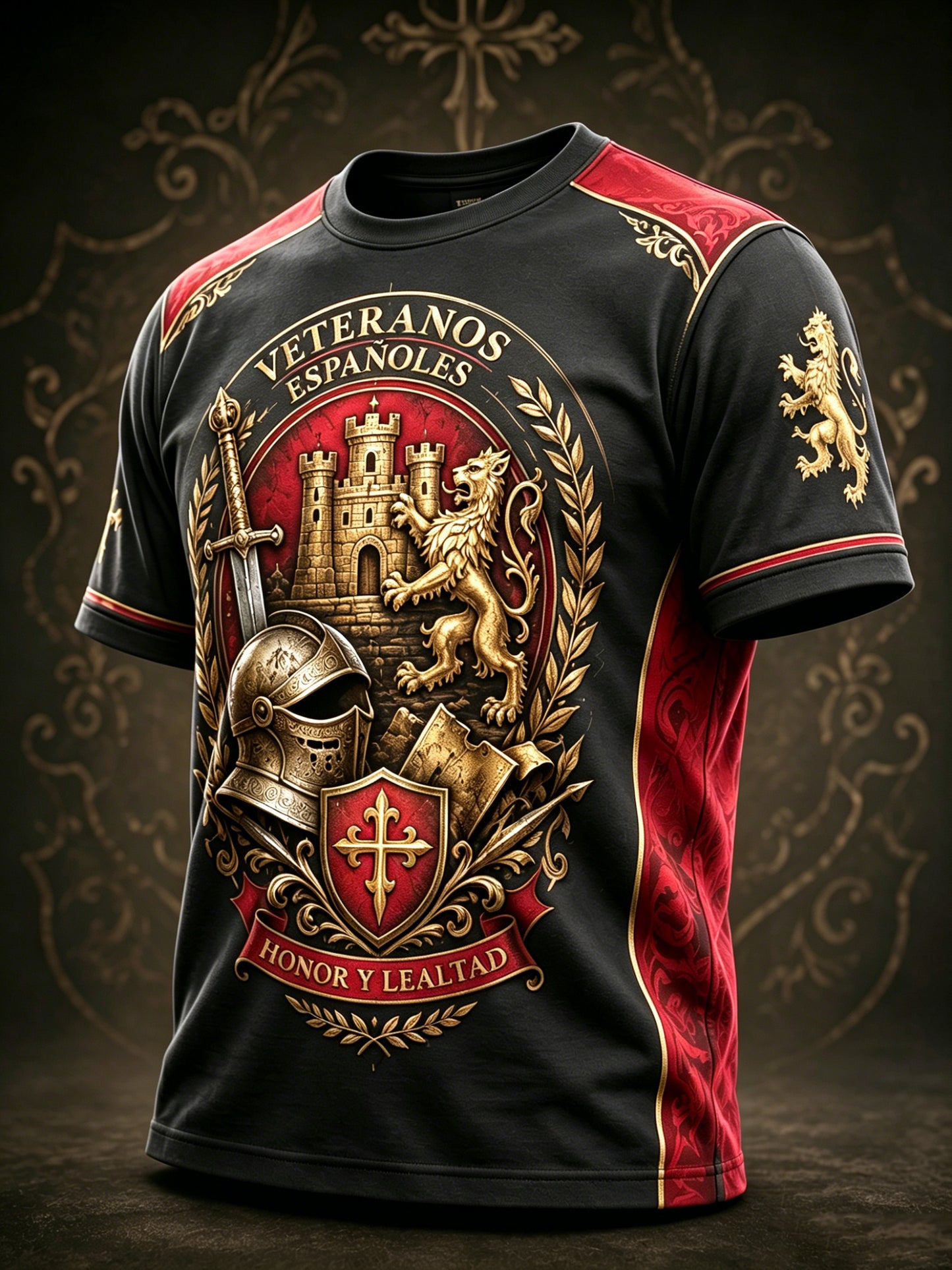 Camiseta estampada de arte para hombre con temática de veteranos españoles