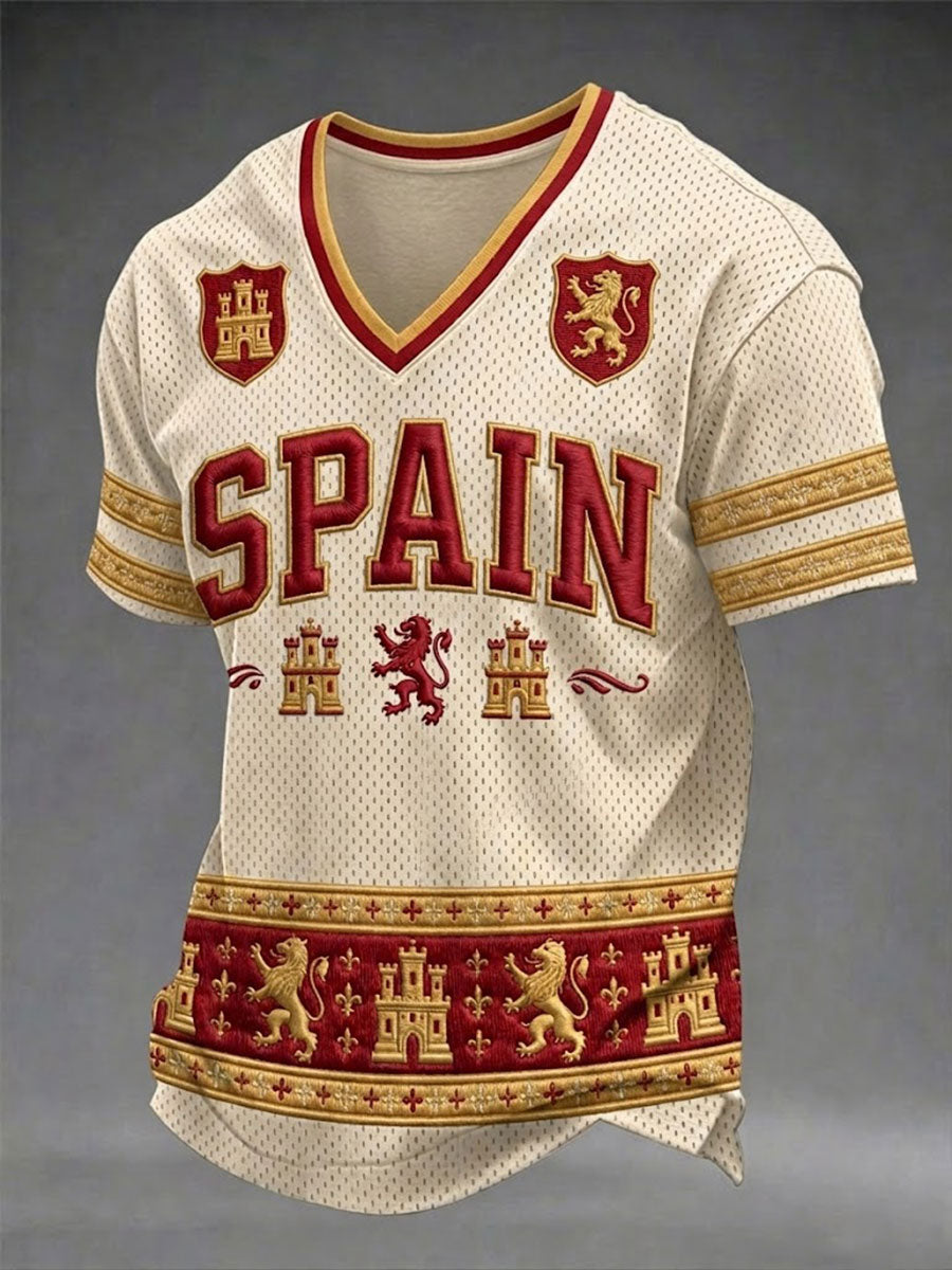 Camiseta de fútbol de España para hombre con cuello en V