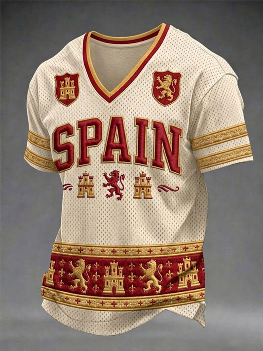 Camiseta de fútbol de España para hombre con cuello en V