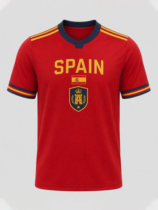 Partido de fútbol español de los hombres que anima la camiseta de la impresión del arte del ventilador