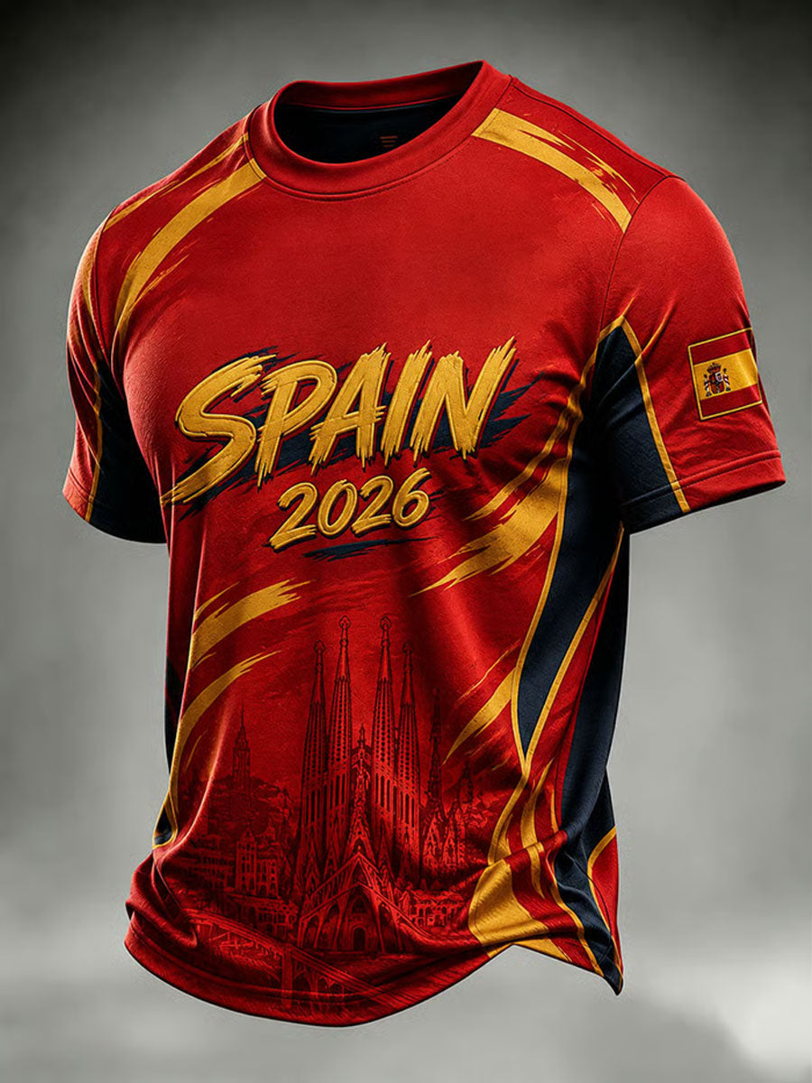 Camiseta impresa del arte del amante del fútbol de España de los hombres