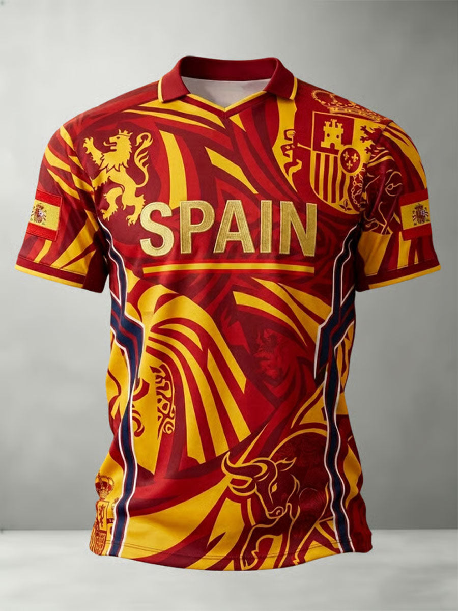 Arte del amante del fútbol de España de los hombres Impreso Tops casuales