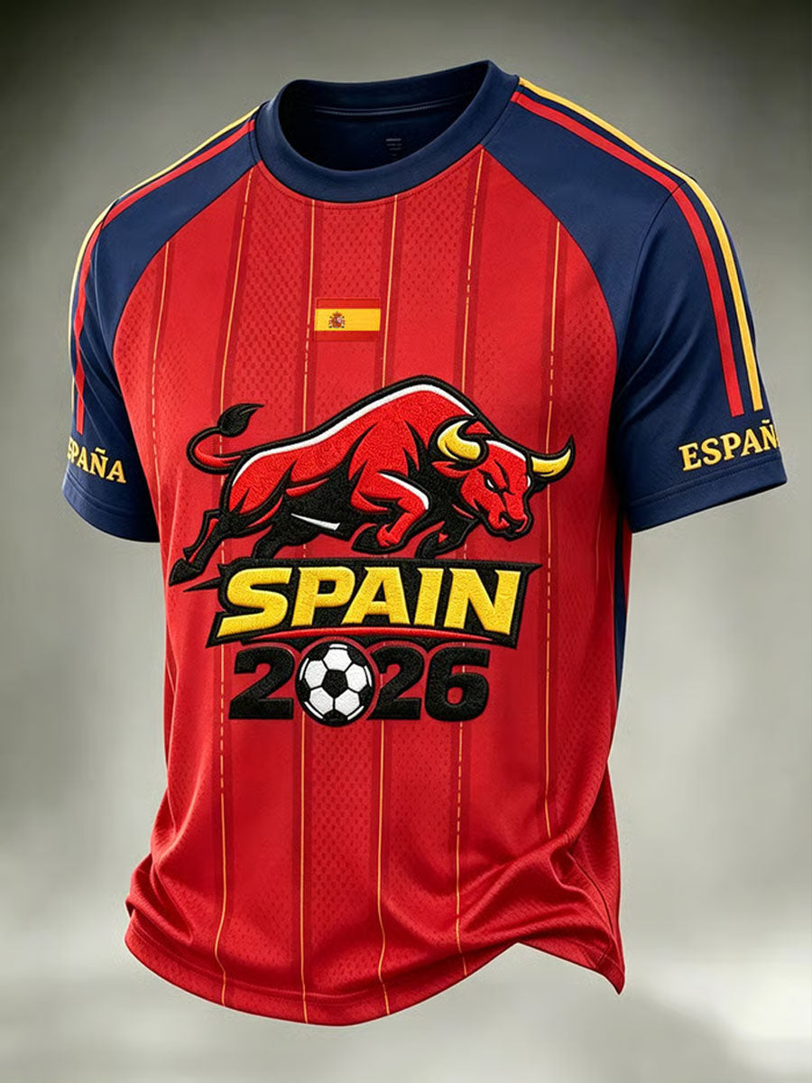 Camiseta estampada con diseño artístico para amantes del fútbol español masculina