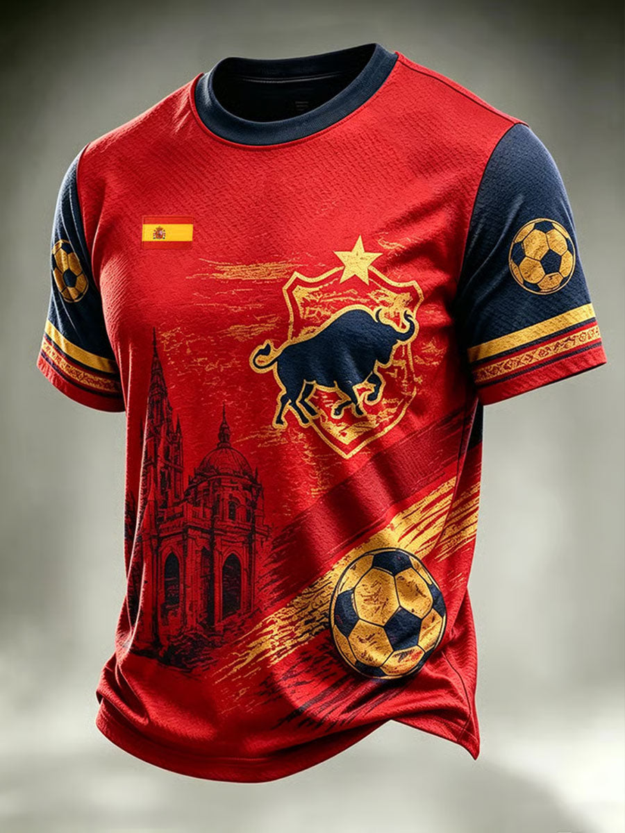 Camiseta estampada con diseño artístico para amantes del fútbol español masculina