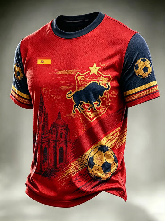 Camiseta estampada con diseño artístico para amantes del fútbol español masculina