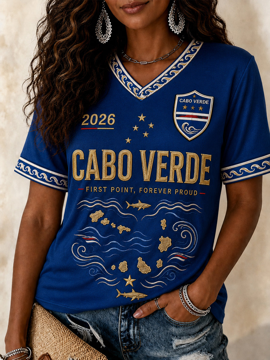 Camiseta casual con cuello en V y estampado, regalo para mujeres aficionadas al fútbol
