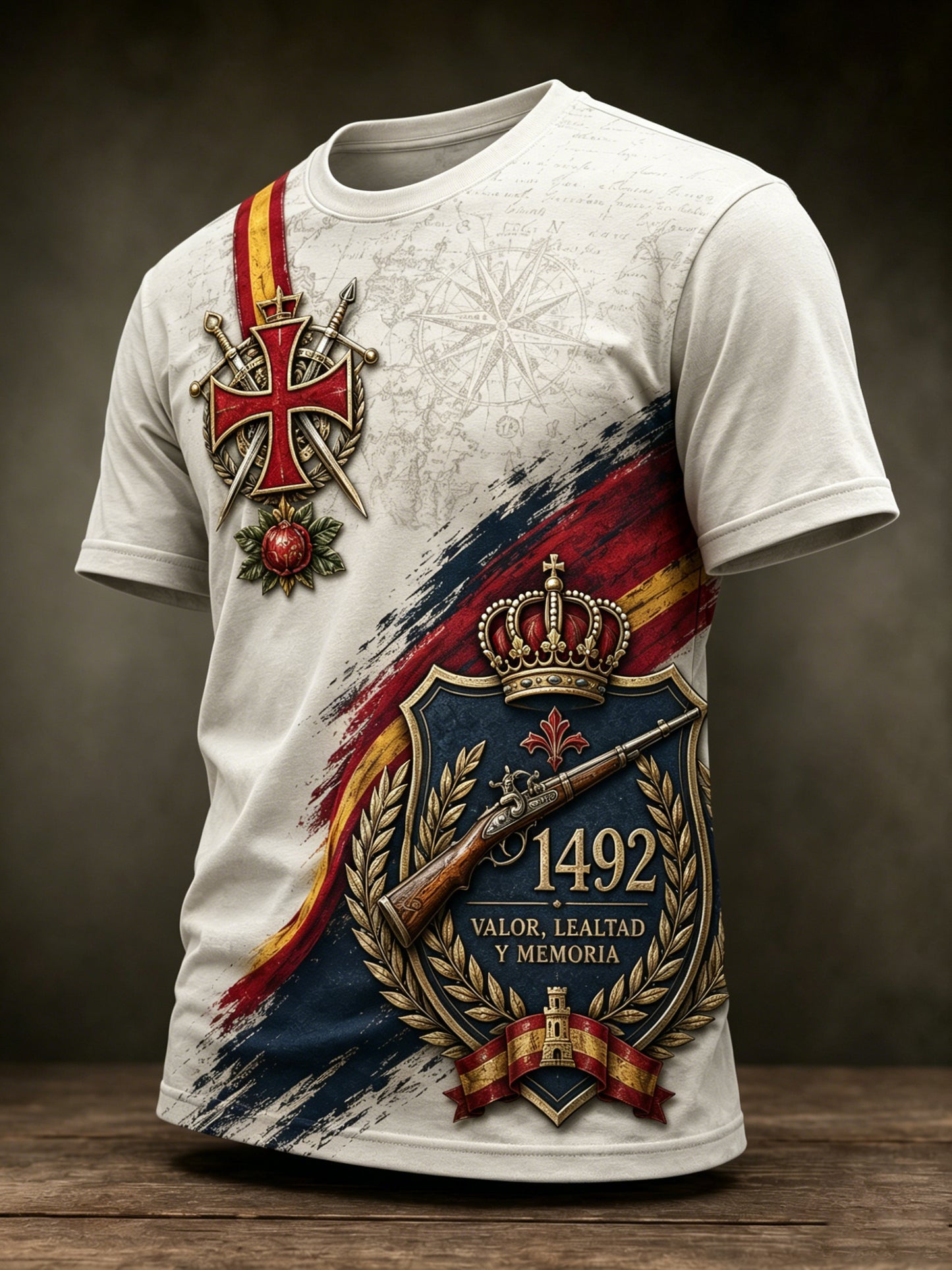 Camiseta con estampado artístico para hombre, temática de veteranos españoles
