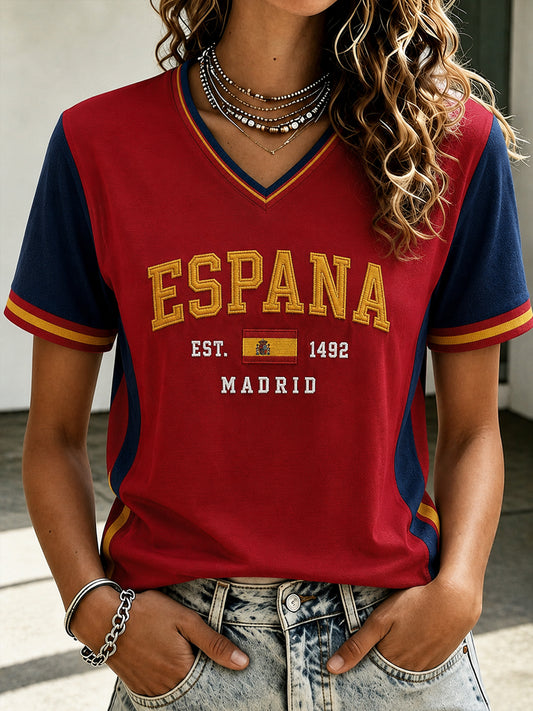 Mujer Regalo Para los aficionados al fútbol Estampado Casual Manga Corta Camiseta