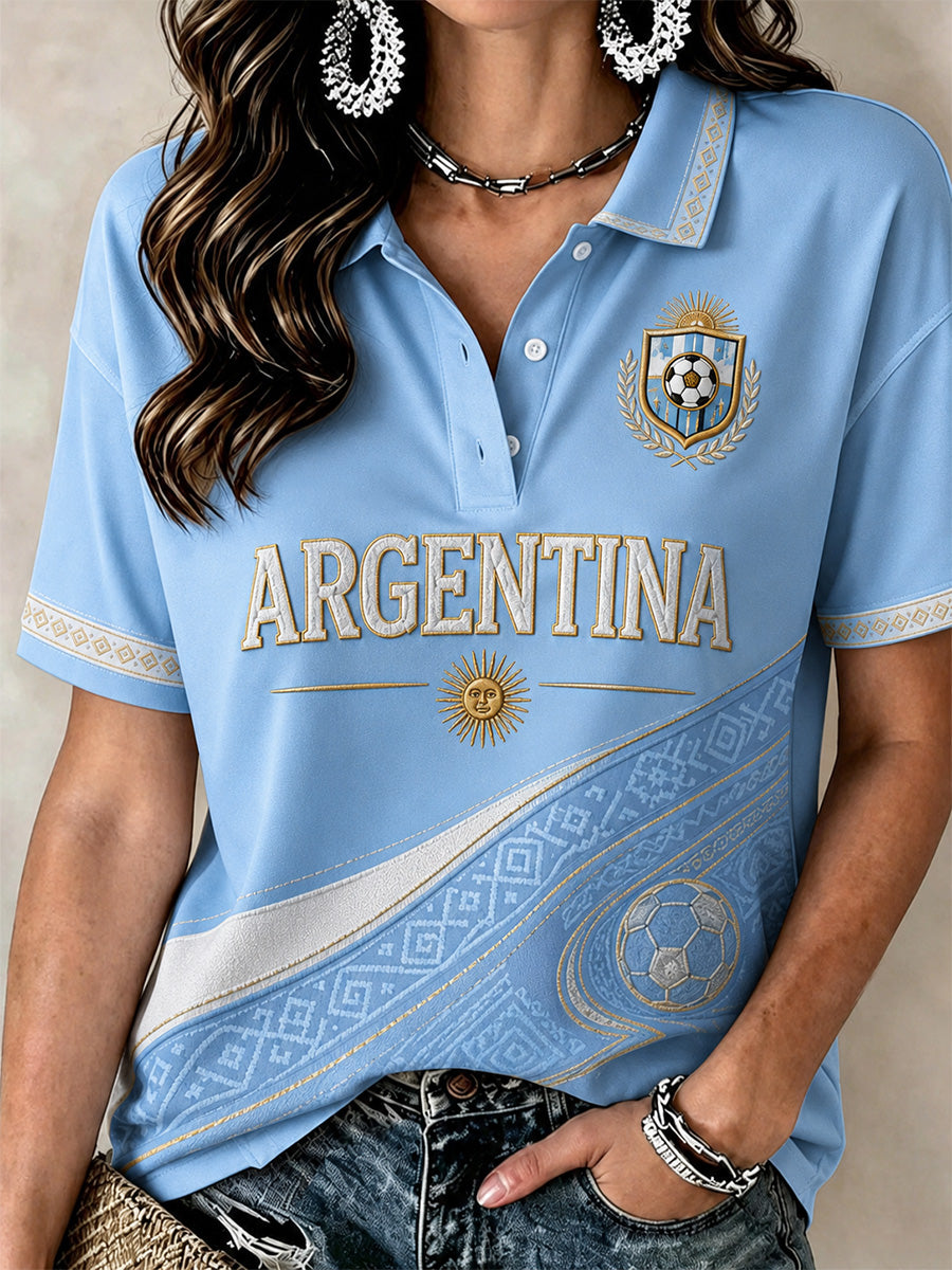 Mujer Regalo Para los aficionados al fútbol Estampado Casual Polo
