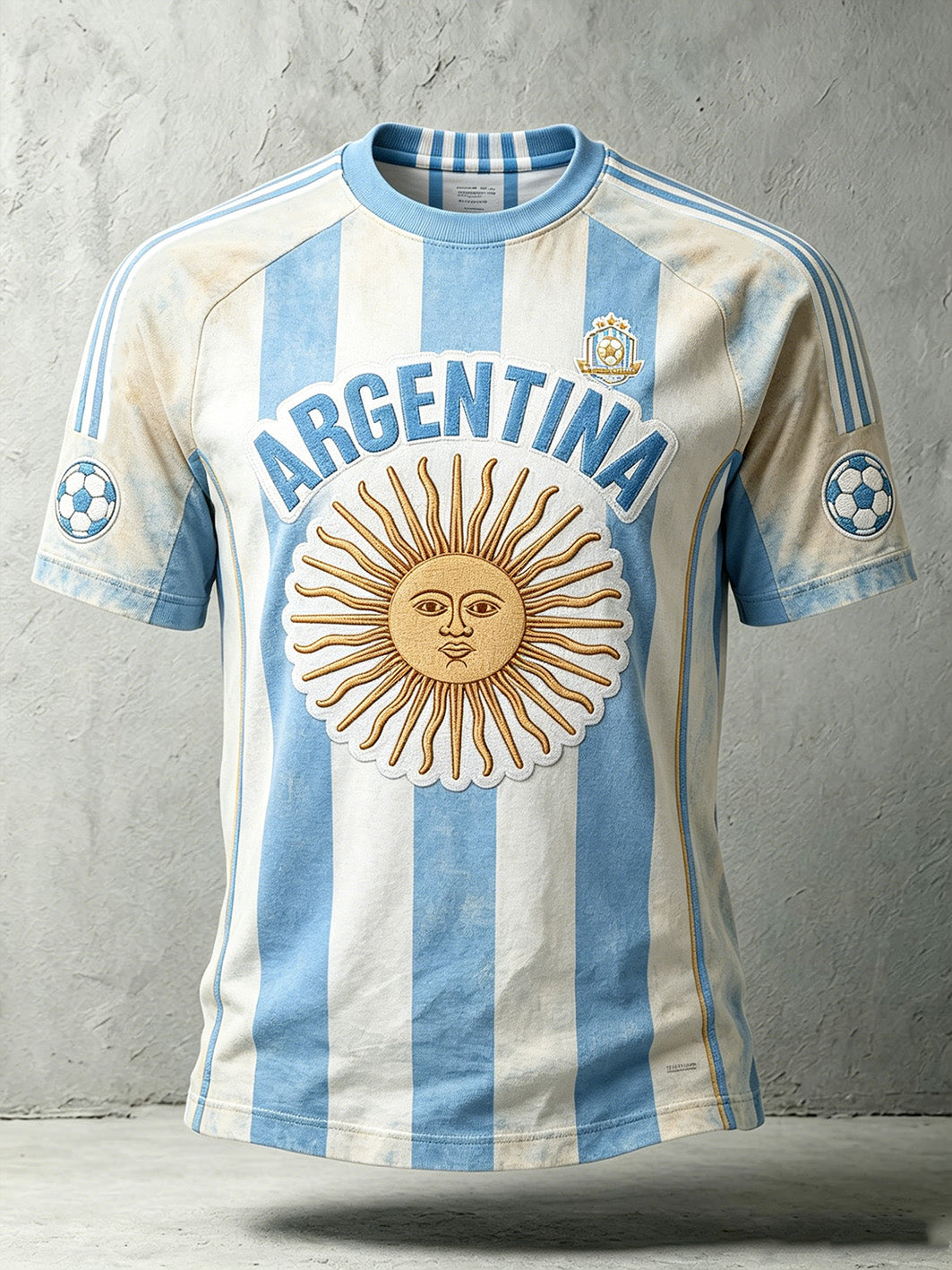 Camiseta de manga corta casual animando equipo de fútbol estrella de los hombres