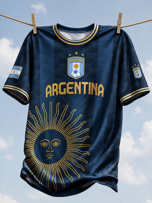 Camiseta argentina de fútbol para hombre, de manga corta