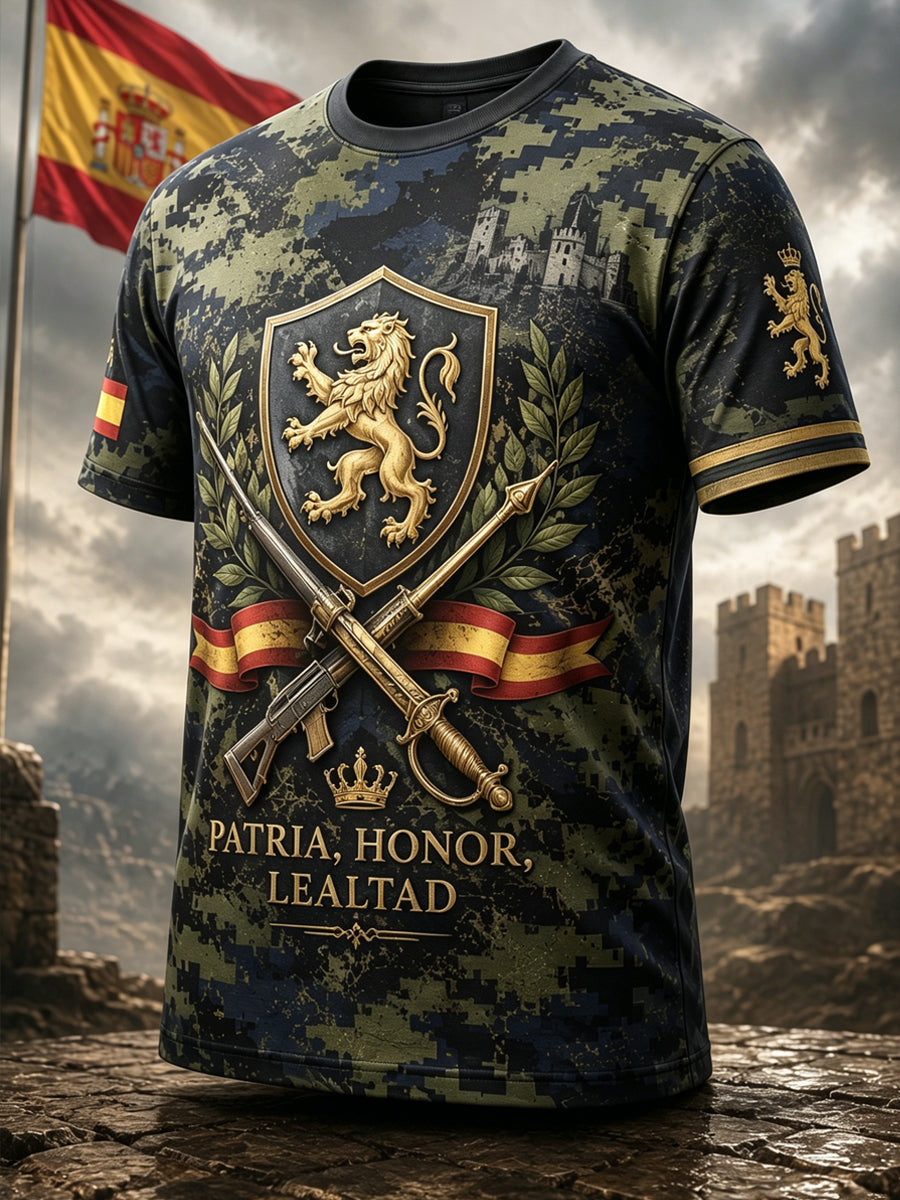 Camiseta con estampado artístico conmemorativo para hombres, categoría veteranos, en español