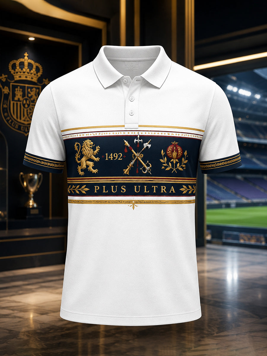 Camisa polo con estampado artístico conmemorativo para veteranos españoles, estilo masculino