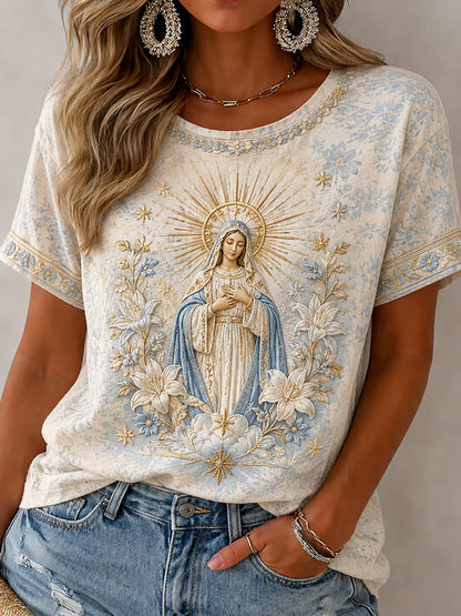 Camiseta con estampado de Asunción de María para mujer