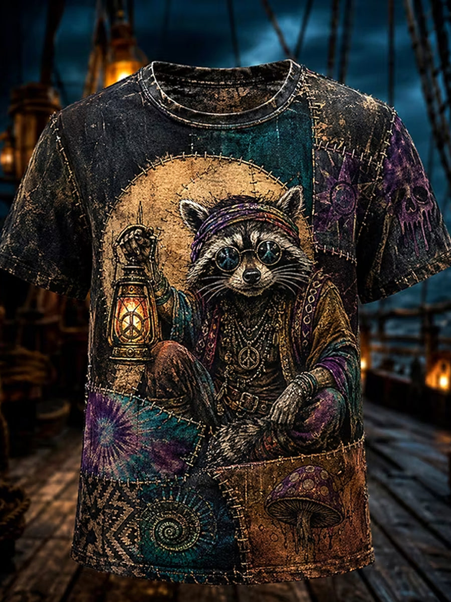 Camiseta casual para hombre con estampado retro de calavera oscura y diseño de pirata misterioso