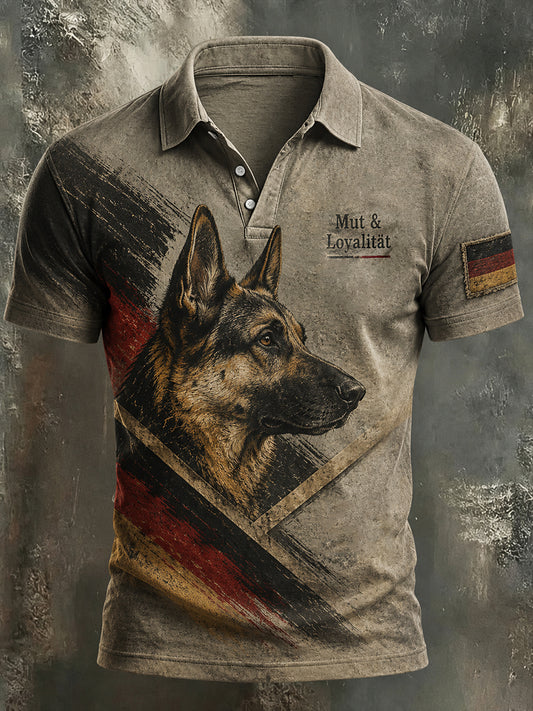 Camisa con estampado de pastor alemán para hombre