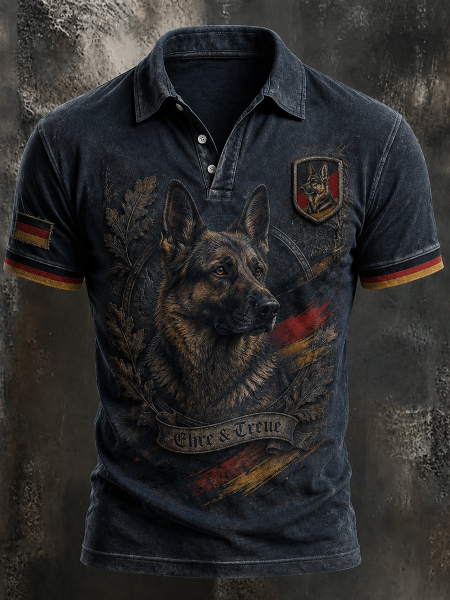 Camisa con estampado de pastor alemán para hombre