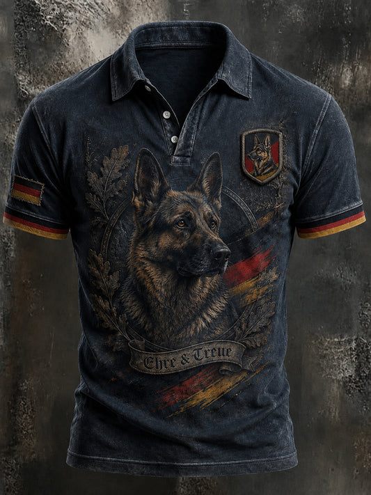 Camisa con estampado de pastor alemán para hombre