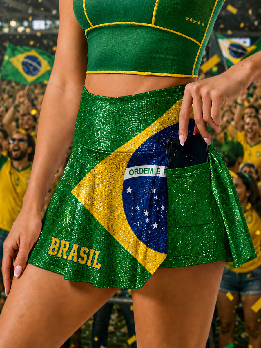 La falda del arte del regalo del ventilador del fútbol de Brasil de las mujeres