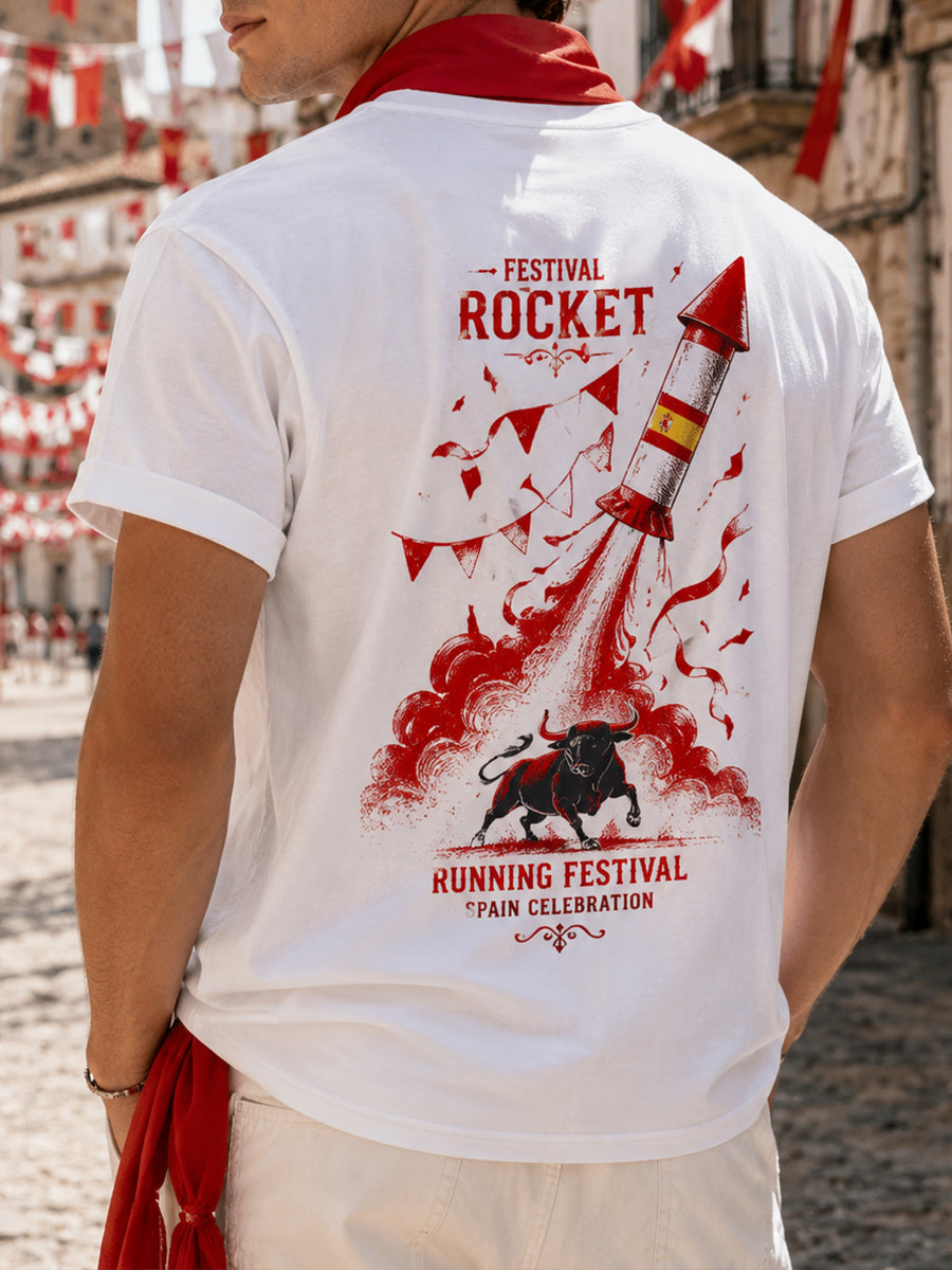 Camiseta de hombre de manga corta con estampado gráfico de la corrida de los toros
