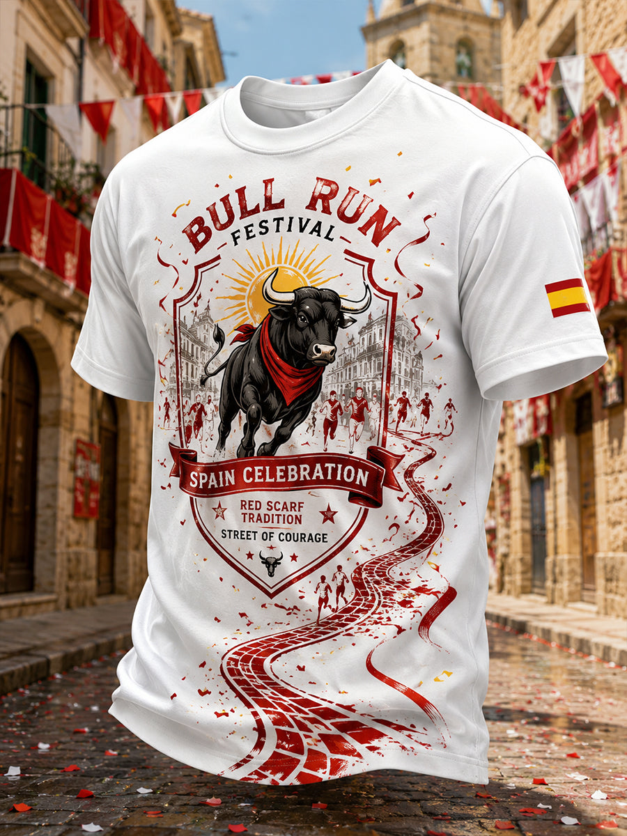 Camiseta de hombre de manga corta con estampado gráfico de la corrida de los toros