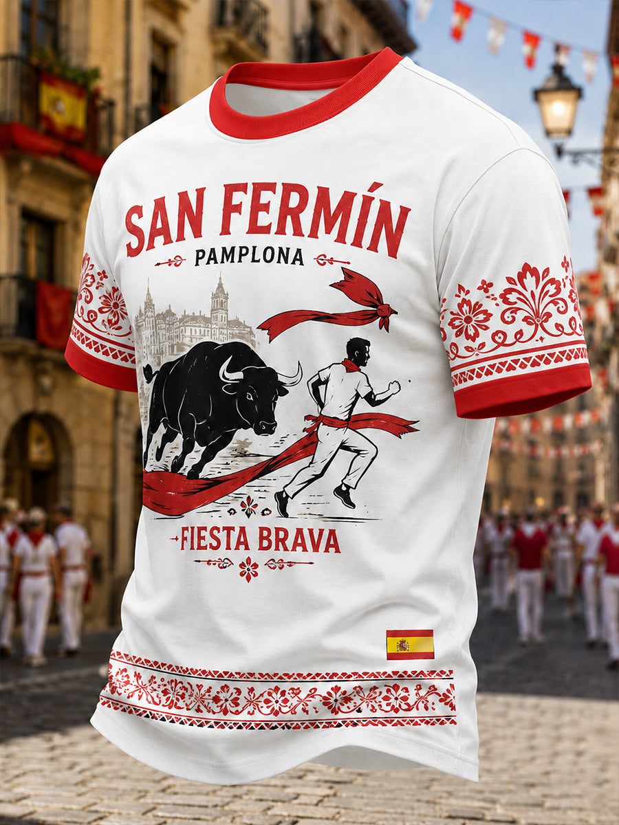 Camiseta de hombre de manga corta con estampado gráfico de la corrida de los toros