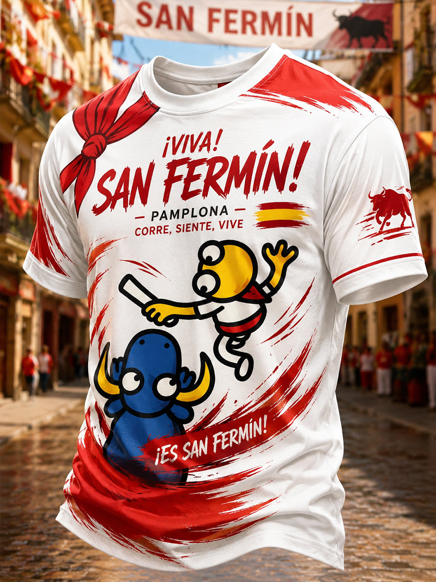 Camiseta de hombre de manga corta con estampado gráfico de la corrida de los toros