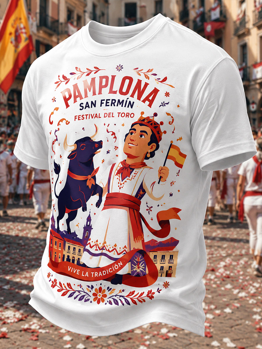 Camiseta de hombre de manga corta con estampado gráfico de la corrida de los toros