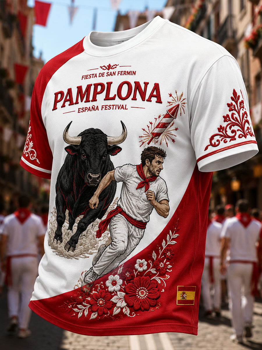 Camiseta de hombre de manga corta con estampado gráfico de la corrida de los toros