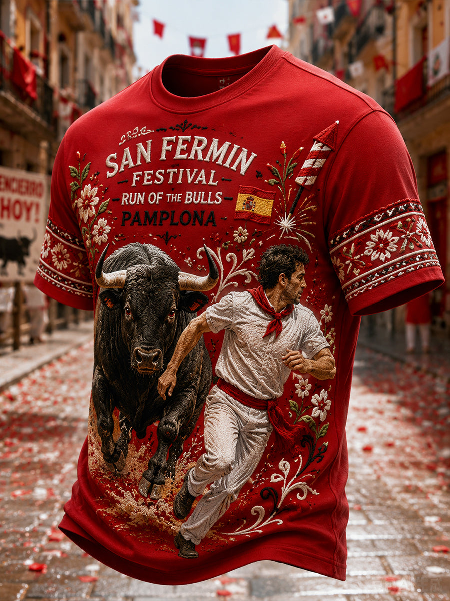 Camiseta de hombre de manga corta con estampado gráfico de la corrida de los toros